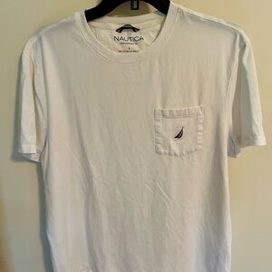 Nautica Performance White Short Sleeve Pocket Tee, Classic Comfort